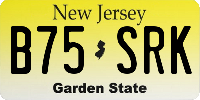 NJ license plate B75SRK