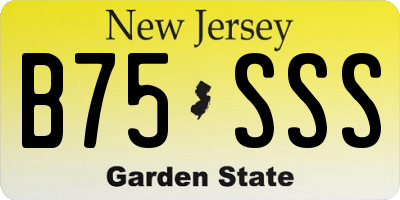NJ license plate B75SSS