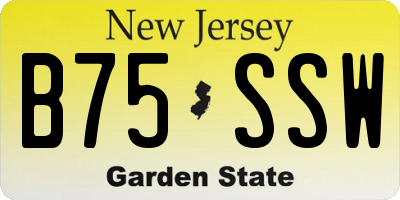 NJ license plate B75SSW