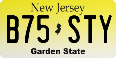 NJ license plate B75STY