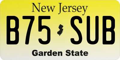 NJ license plate B75SUB