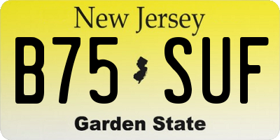 NJ license plate B75SUF