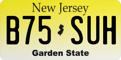 NJ license plate B75SUH