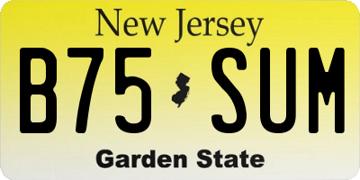 NJ license plate B75SUM
