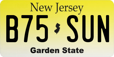 NJ license plate B75SUN
