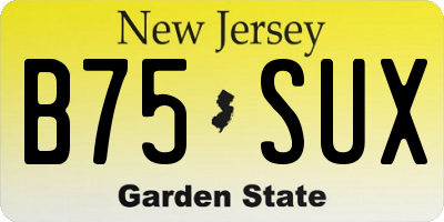 NJ license plate B75SUX