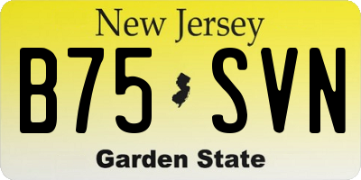 NJ license plate B75SVN