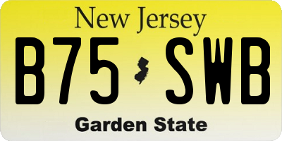 NJ license plate B75SWB