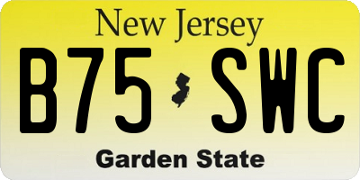 NJ license plate B75SWC