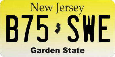 NJ license plate B75SWE