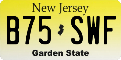 NJ license plate B75SWF