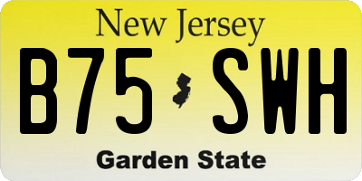 NJ license plate B75SWH