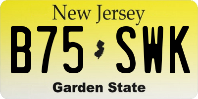 NJ license plate B75SWK