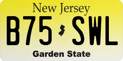 NJ license plate B75SWL