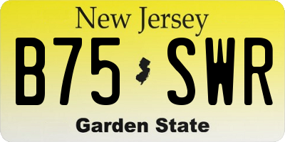 NJ license plate B75SWR