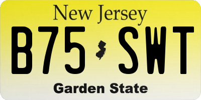 NJ license plate B75SWT