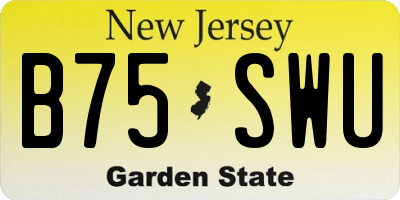 NJ license plate B75SWU