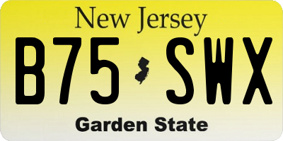NJ license plate B75SWX