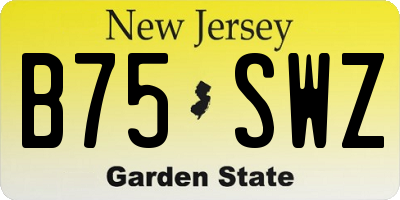 NJ license plate B75SWZ