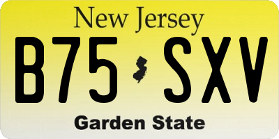 NJ license plate B75SXV