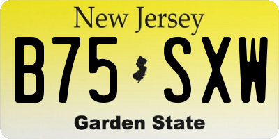 NJ license plate B75SXW