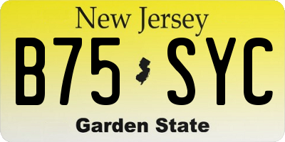 NJ license plate B75SYC