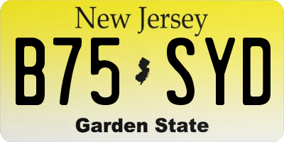 NJ license plate B75SYD