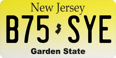 NJ license plate B75SYE