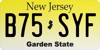 NJ license plate B75SYF