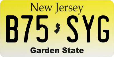NJ license plate B75SYG