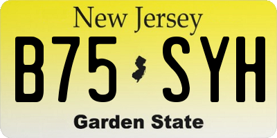 NJ license plate B75SYH
