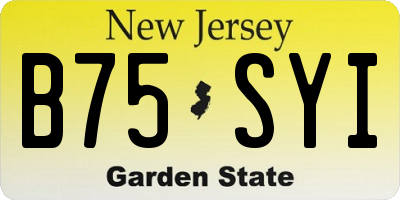 NJ license plate B75SYI