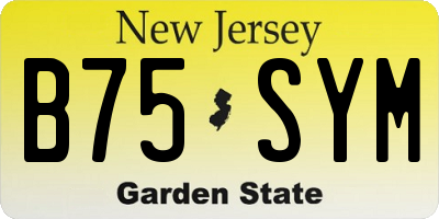 NJ license plate B75SYM