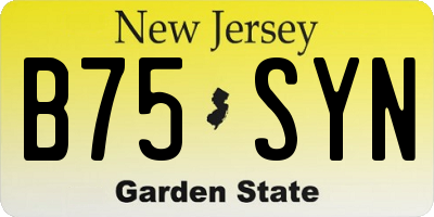 NJ license plate B75SYN