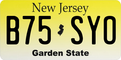 NJ license plate B75SYO