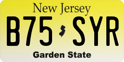 NJ license plate B75SYR