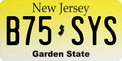 NJ license plate B75SYS