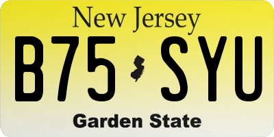 NJ license plate B75SYU