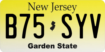 NJ license plate B75SYV