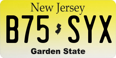 NJ license plate B75SYX
