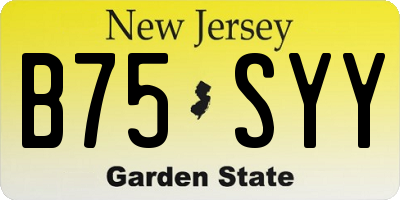 NJ license plate B75SYY
