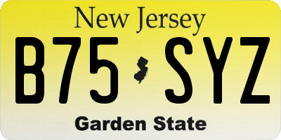 NJ license plate B75SYZ