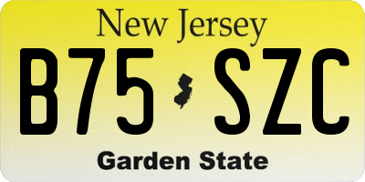 NJ license plate B75SZC