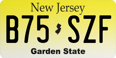 NJ license plate B75SZF