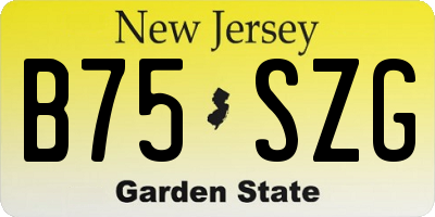 NJ license plate B75SZG
