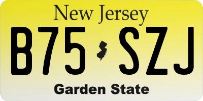 NJ license plate B75SZJ