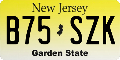 NJ license plate B75SZK