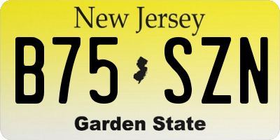 NJ license plate B75SZN