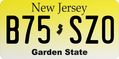 NJ license plate B75SZO