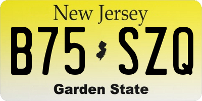 NJ license plate B75SZQ